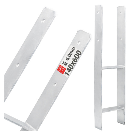 Ukotvení trámků typ H 140x600x6mm