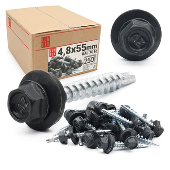 Samořezný vrut do plechu 4,8x55 antracitový RAL 7016 250ks.