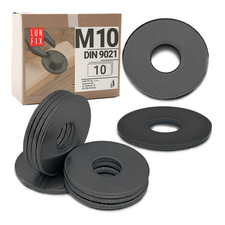 Velkoplošná podložka M10 černý pozink DIN9021 10ks.
