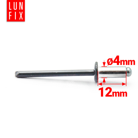 Nýt trhací 4x12mm hliník/ocel se zapuštěnou hlavou 100ks antracitový RAL 7016