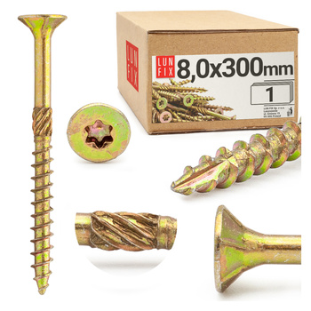 Tesařský vrut se zápustnou hlavou 8x300 1ks.