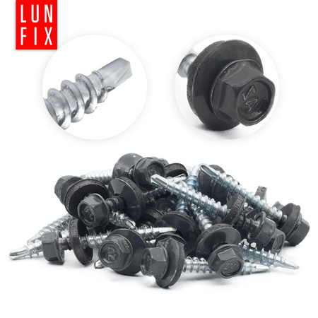 Samořezný vrut do plechu 4,8x25 šedý RAL 7024 250ks.