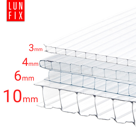 Komůrkový polykarbonát 6 mm čirý 695x1500 mm pro skleníky čirá deska