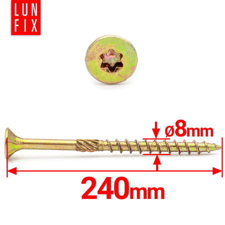 Tesařský vrut se zápustnou hlavou 8x240 1ks.