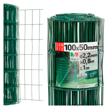 Zelené svařované pletivo poplastované role 1m oko 100x50 drát 2,2 mm výška 0,8m