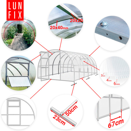 Polykarbonátový skleník 3x10m, profil 20x40mm, 4mm