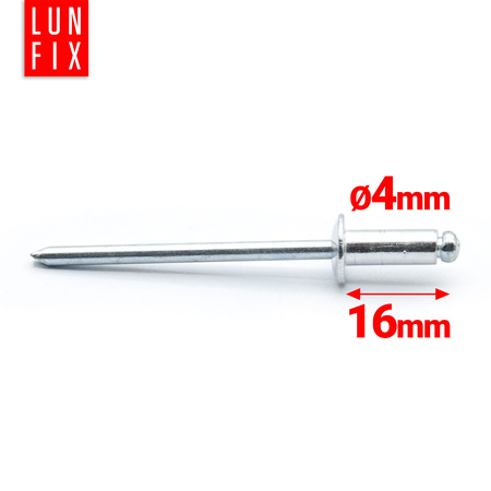 Nýt trhací 4x16mm hliník/ocel se zapuštěnou hlavou 50ks