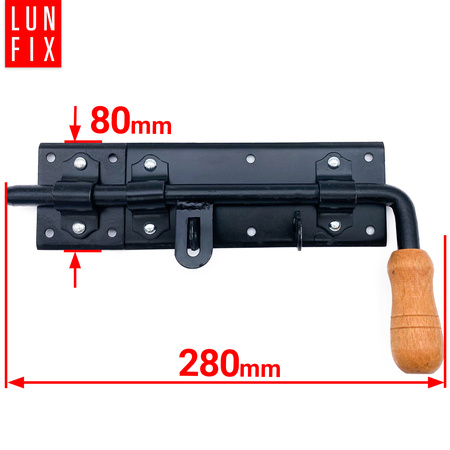 Zástrčka vratová 280x80mm černá s dřevěnou koncovkou levá 1ks