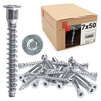 Konfirmát nabýtkový šroub 7x50 do dřeva pozinkovaný 1000 ks.
