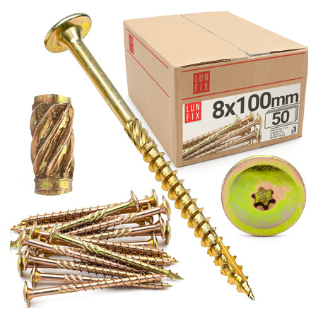 Tesařský talířový vrut 8x100 do dřeva WKCP 50ks.