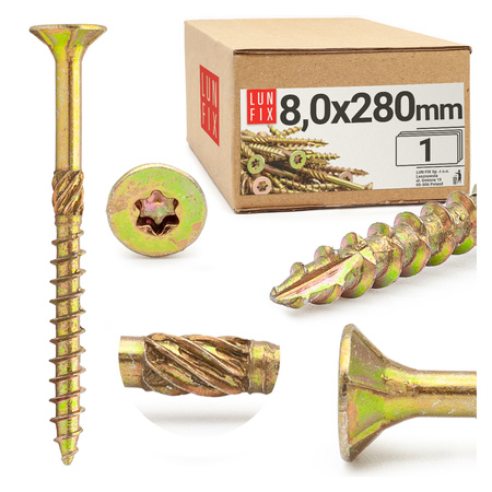 Tesařský vrut se zápustnou hlavou 8x280 1ks.