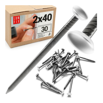 Ozdobné hřebíky na obrázky 2×40 mm stříbrná široká hlavička 30 ks