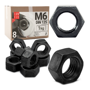 Šestihranná matice M6 černý pozink DIN934 třída 8 1kg