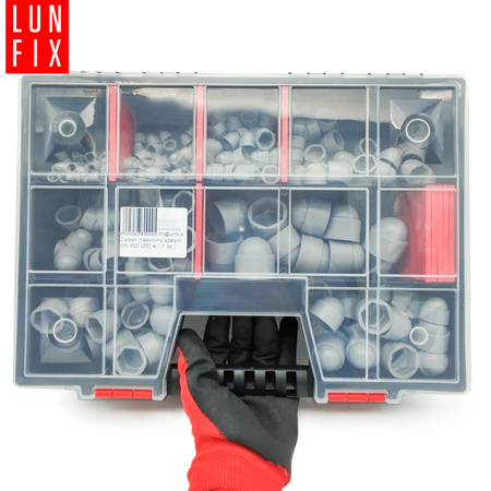 245 ks. sada šedých krytek na matice M5-M20