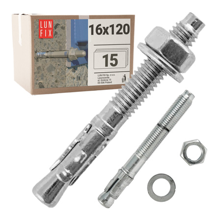 Kotva do betonu M16 120mm rozpěrná 15ks.