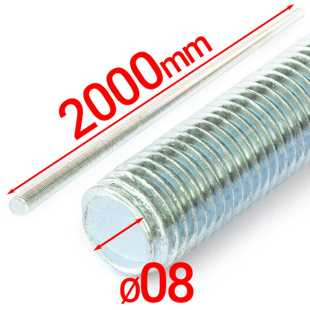 Závitová tyč M8 pozinkovaná 2000 mm 4.8 1ks.