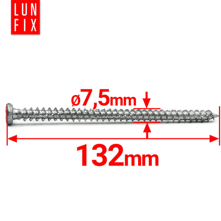 Vrut na okenní a dveřní rám 7.5x132 pozink 100 ks.