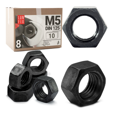 Šestihranná matice M5 černý pozink DIN934 třída 8 10ks.