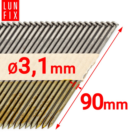 Hřebíky do hřebíkovačky 90mm 3,1x90 3,5'' kroužkové na papíře černé 2000ks.
