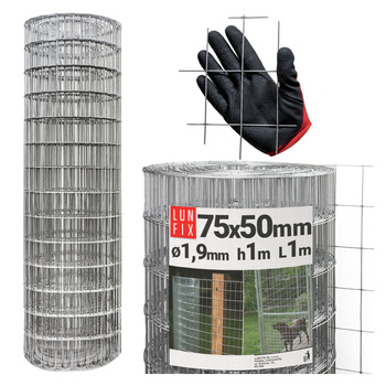 Svařované pletivo pozinkované role 1m oko 75x50 drát 1,9 mm výška 1m