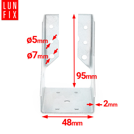 Závěs trámu 48x95x2 mm dělená botka