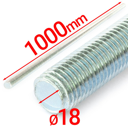 Závitová tyč M18 pozinkovaná 1000 mm 4.8 10ks.