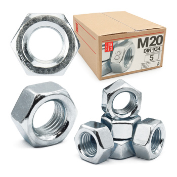 Šestihranná matice M20 DIN 934 třída 8 pozinkovaná 5 ks.
