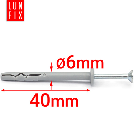 Hmoždinky natloukací 6x40 hříbek, rozpěrné 200 ks.