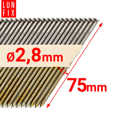 Hřebíky do hřebíkovačky 75mm 2,8x75 kroužkové na papíře černé 2000ks.