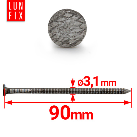 Vroubkované hřebíky 3,1x90 mm 3,5" černé 5 kg