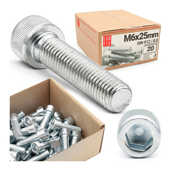 Šroub s válcovou hlavou M6x25 vnitřní šestihran DIN912 třída 8,8 20ks