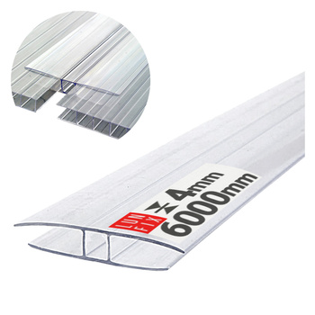 Spojovací profil H4 čirý pro polykarbonát 6m