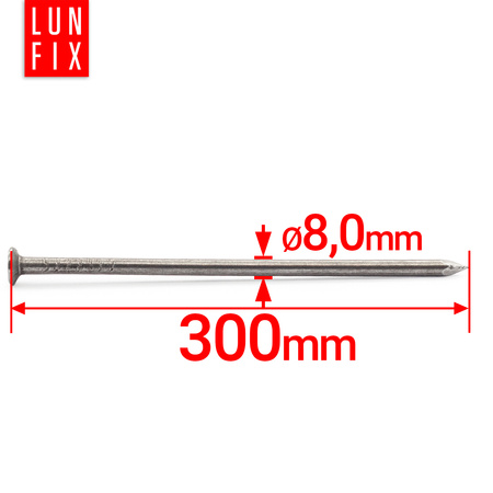 Stavební hřebíky 8x300 mm 12" černé 1 kg