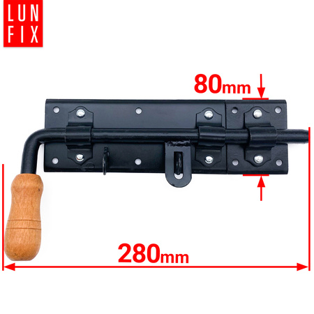 Zástrčka vratová 280x80mm černá s dřevěnou koncovkou pravá 1ks