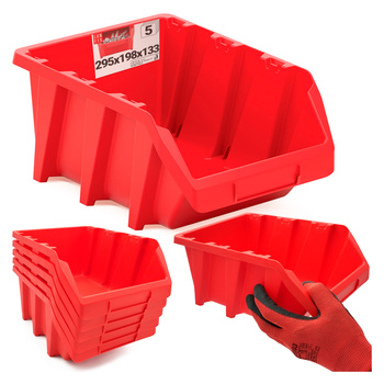 Kontejnery na nářadí červené 295x198x133mm 5ks.