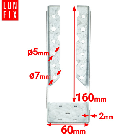 Závěs trámu 60x160x2 mm dělená botka