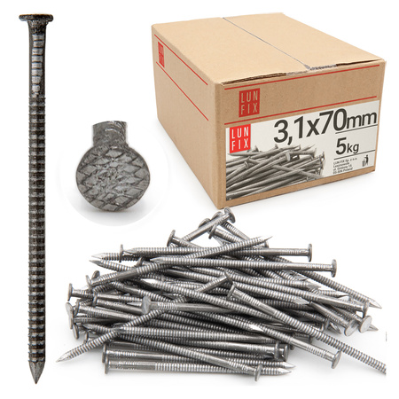 Vroubkované hřebíky 3,1x70 mm černé 5 kg