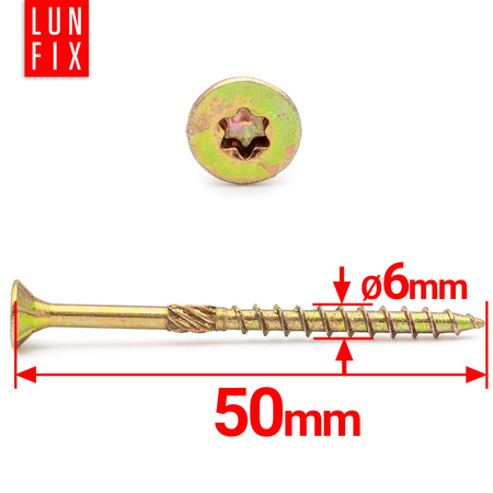 Tesařské vruty 6x50 TORX se zápustnou hlavou KMWHT 200ks