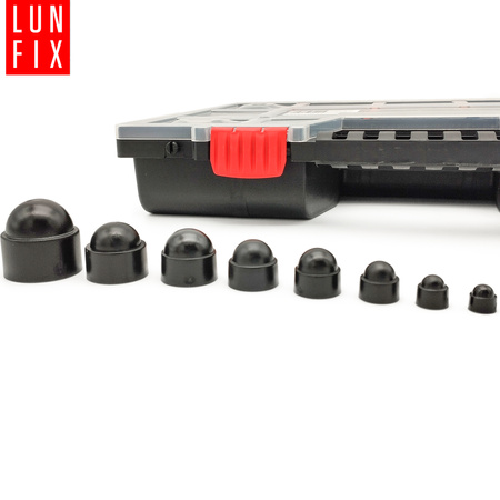 245 ks. sada černých krytek na matice M5-M20