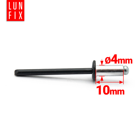 Nýt trhací 4x10mm hliník/ocel se zapuštěnou hlavou 100ks černý RAL9005