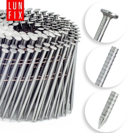 Hřebíky do bubnové hřebíkovačky 60mm 2,5x60 2,5'' hřebíky kroužkové na drátu 7200ks.