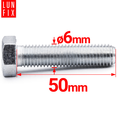Metrický šroub M6x50 pozinkovaný DIN 933 třída 8.8 1kg
