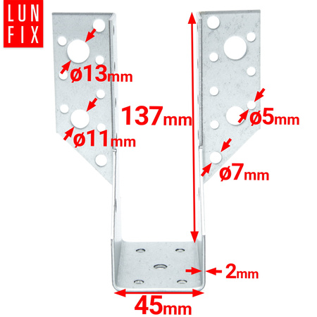 Závěs trámu 45x137 mm spojovací botka WB45