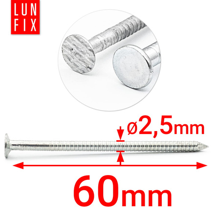 Vroubkované hřebíky 2,5x60 mm pozinkované 5kg