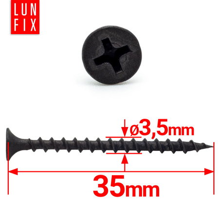 Vruty do sádrokartonu 3,5x35 do dřeva 1000ks.