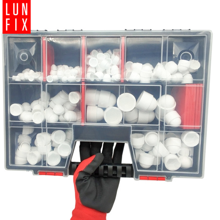 245 ks. sada bílých krytek na matice M5-M20