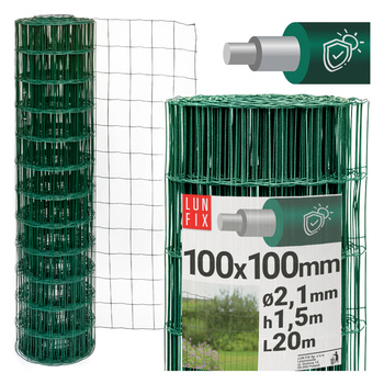 Zelené svařované pletivo poplastované role 20m oko 100x100 drát 2,1 mm výška 1,5m