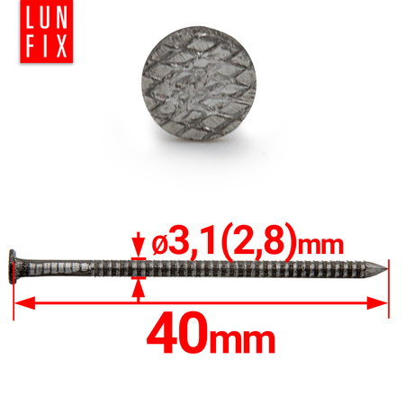 Vroubkované hřebík 3,1x40 mm 1,5" černé 5 kg