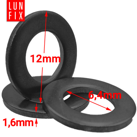 Plochá podložka M6 černý pozink DIN125 10ks.