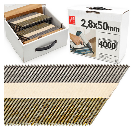 Hřebíky pro hřebíkovačku 50mm 2,8x50 2" kroužkové na papíře černé 4000ks.